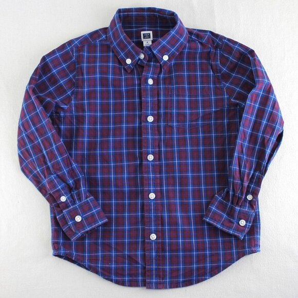Janie and Jack Plaid Shirts Lot of 2 Boys Size 4 Long Sleeve Cotton Button Up - Picture 2 of 6